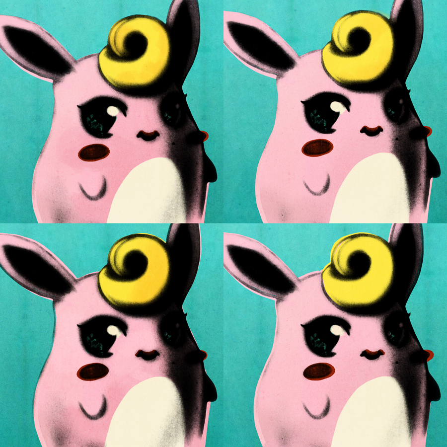 The pokemon Wigglytuff National №: 0040 Illustrated in the style of Andy Warhol