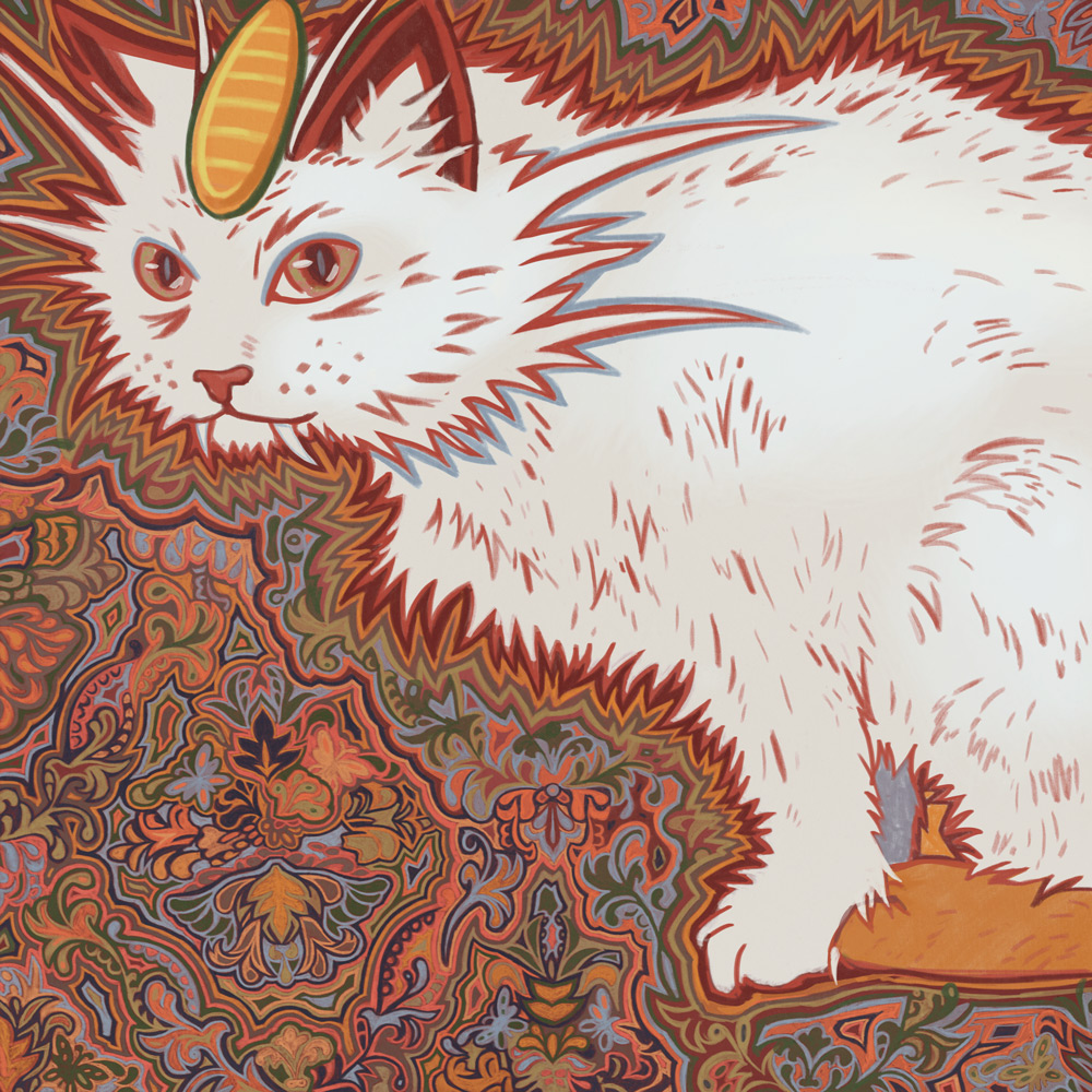 The pokemon Meowth National №: 0052 Illustrated in the style of Louis Wain